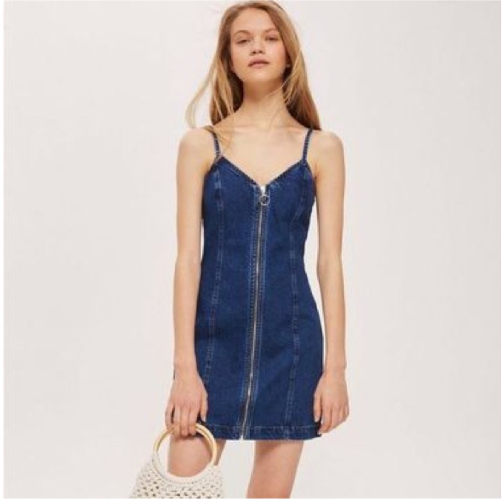 Topshop Moto Denim Dress with Zipper